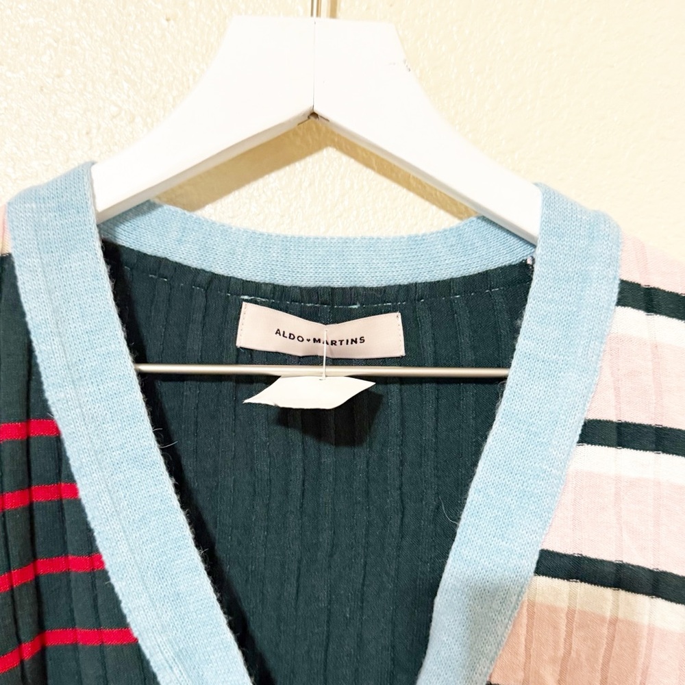 NWT Aldo Martins Talo Striped Multicolor Button Cardigan in Striped Powder - Picture 8 of 10